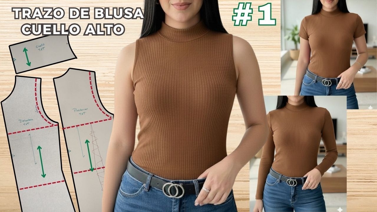 𝐃𝐈𝐒𝐄Ñ𝐎 # 𝟮𝟱📏TRAZO 𝗕𝗟𝗨𝗦𝗔 𝗖𝗨𝗘𝗟𝗟𝗢 𝗔𝗟𝗧𝗢  | 1 PATRÓN, 3 BLUSAS: 𝗣𝗔𝗥𝗧𝗘 𝟭