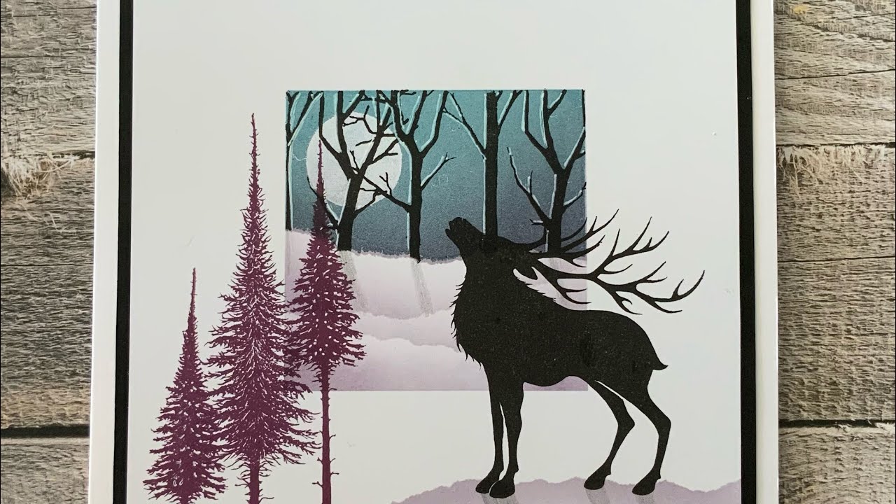 Winter scene using a gel plate, an easy moon technique and Lavinia stamps video #5