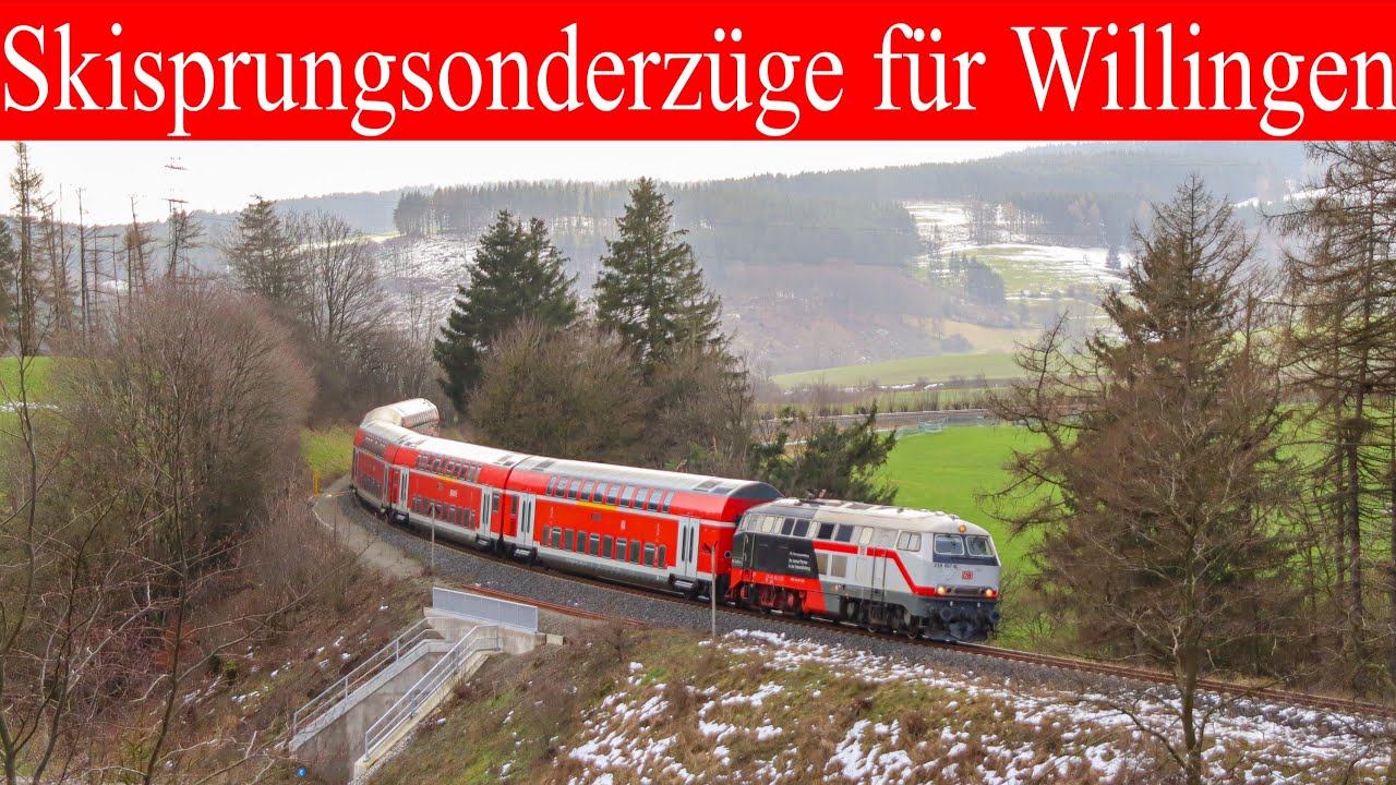 [Doku]Willingen Skisprungsonderzüge mit 218 497, Br245 & Br642 auf der Uplandbahn | Kurhessenbahn