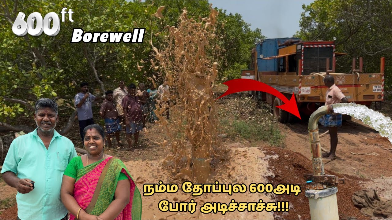 💥நம்ம தோப்புல 600அடி போர் அடிச்சாச்சு | 600FT Borewell | Ts family✨ #borewell  #farming