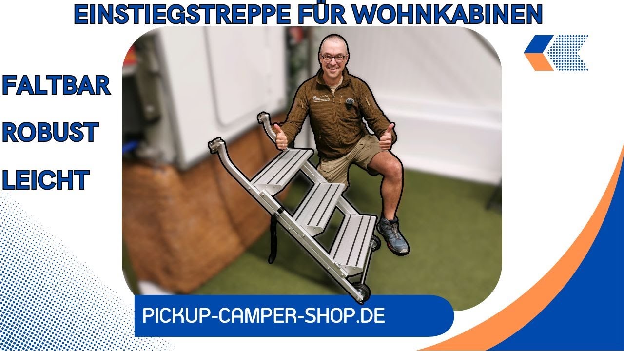 Einstiegstreppe Einstiegsleiter f&uuml;r die Wohnkabine / den Pickup Camper  - faltbar, leicht, sicher