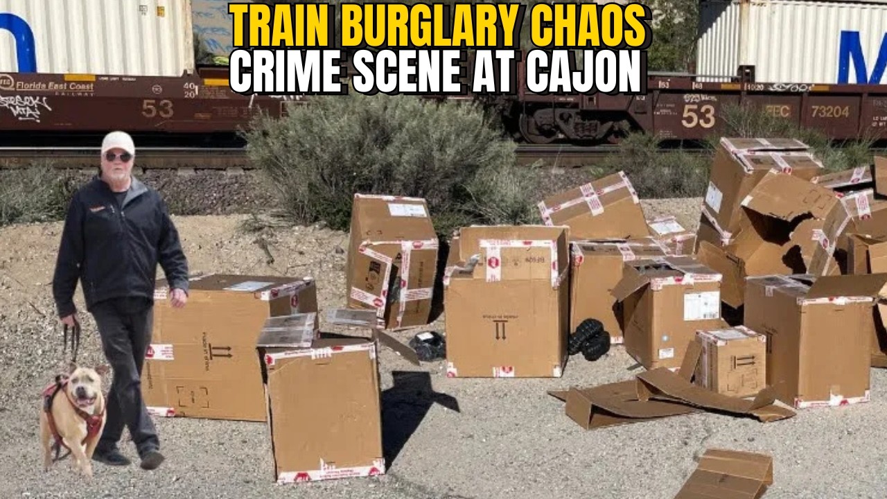 BRAZEN TRAIN BURGLARS Strike BNSF Stack at Cajon Pass, CA. May 8, 2025! Drone Crime Scene Footage!