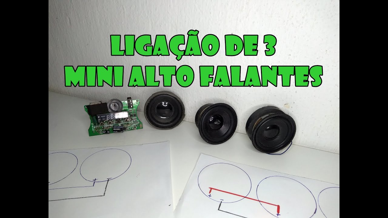 Como fazer ligação de 3 mini alto falantes