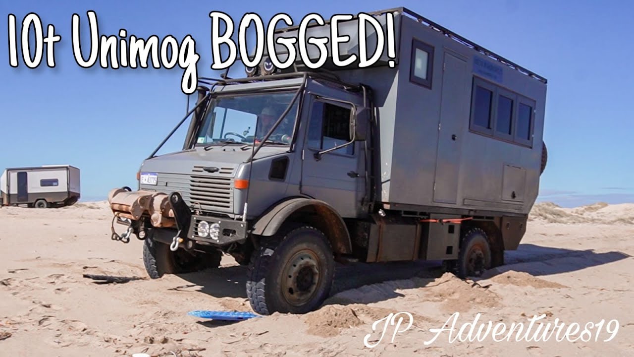 10-тонный UNIMOG застрял на пляже! Бесплатный пляжный лагерь в Барред-Крик, полуостров Дампир.