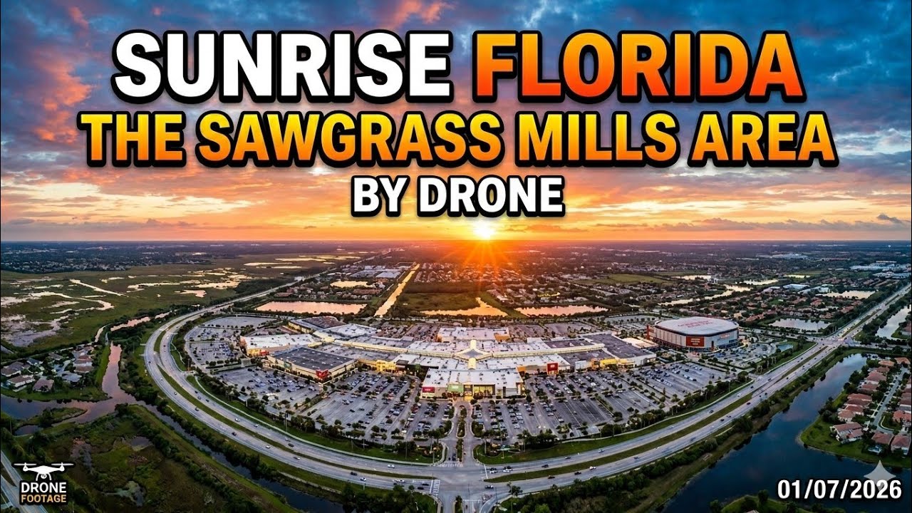 Sunrise Florida the Sawgrass Mills area by drone.  01/07/2025