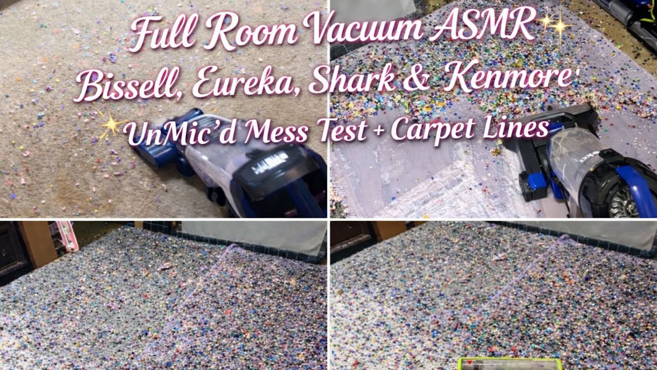 Full Room Vacuum ASMR ✨ Bissell, Eureka, Shark & Kenmore | UnMic’d Mess Test + Carpet Lines