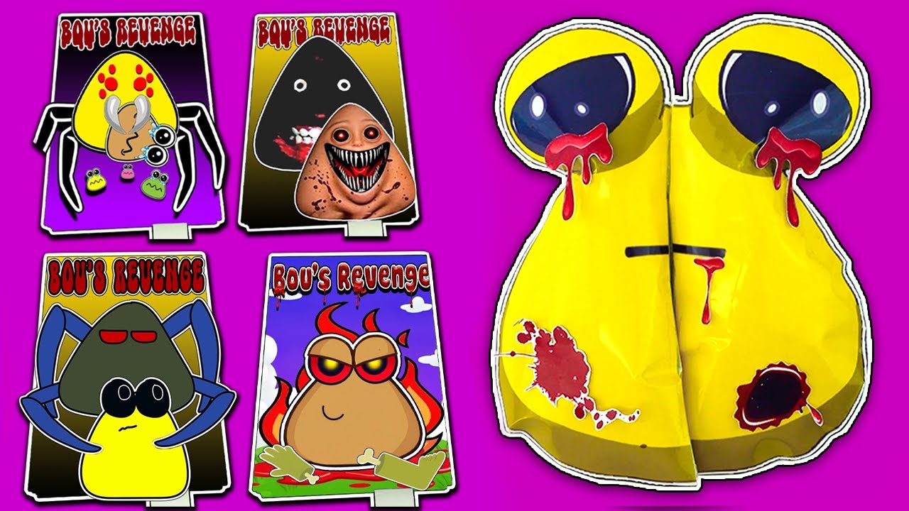 💩MAKING ALL POU & BOU'S REVENGE 💩LIFE GAME BOOK📚 + (BOU'S SQUISHY PLAY)
