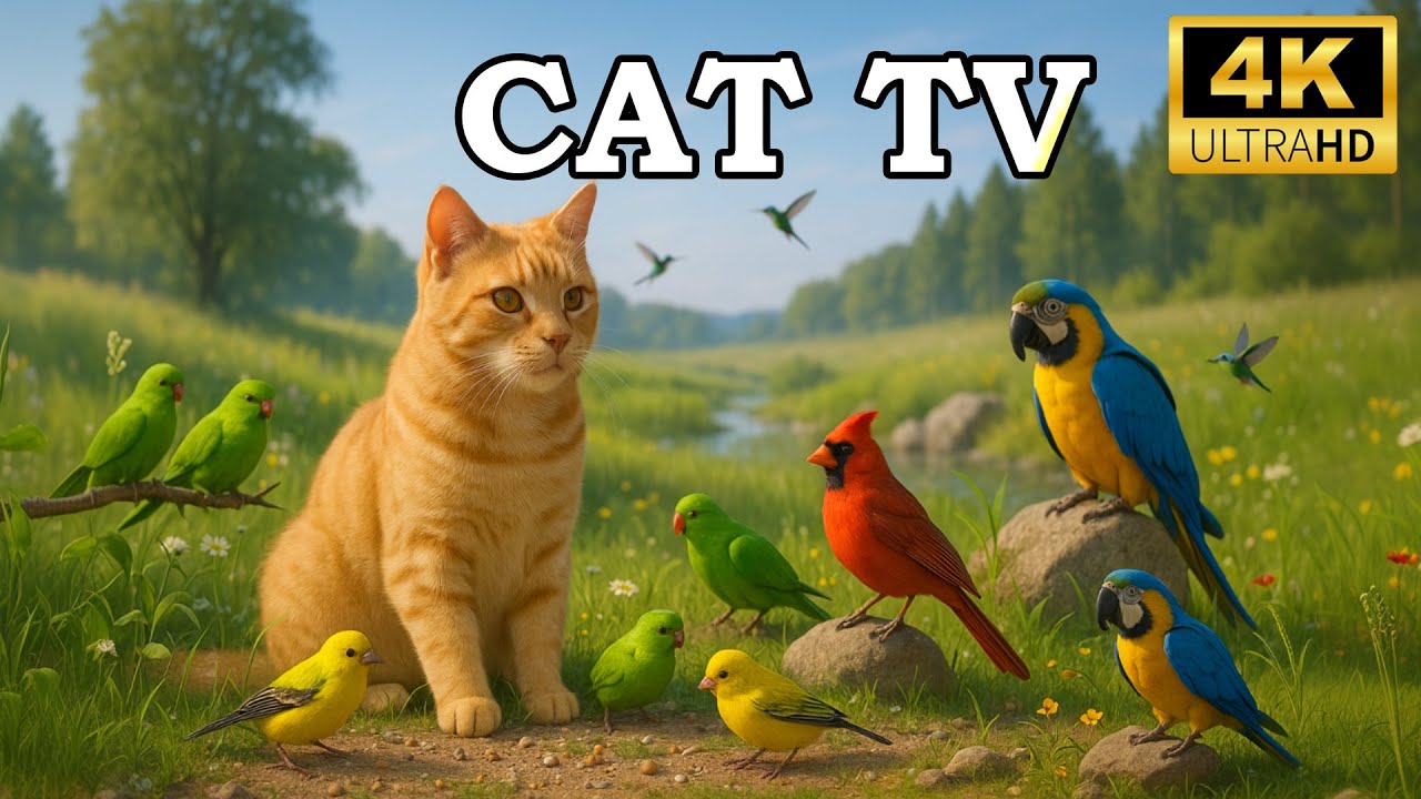 Cat TV for Cats to Watch 🐦 Birds Singing While Squirrels Gather Nuts 4K