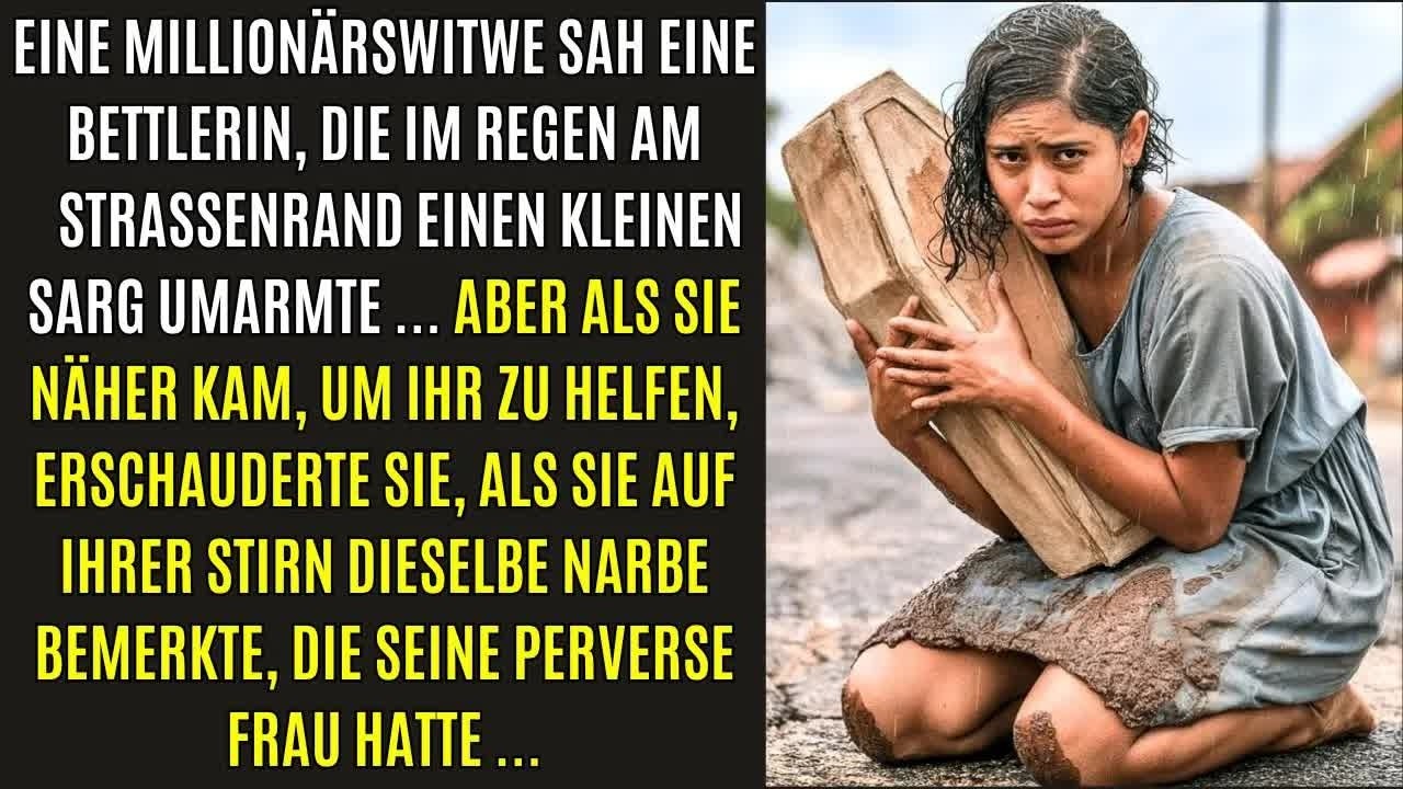 Ein verwitweter Millionär sah unten am Straßenrand eine Bettlerin mit einem kleinen Sarg