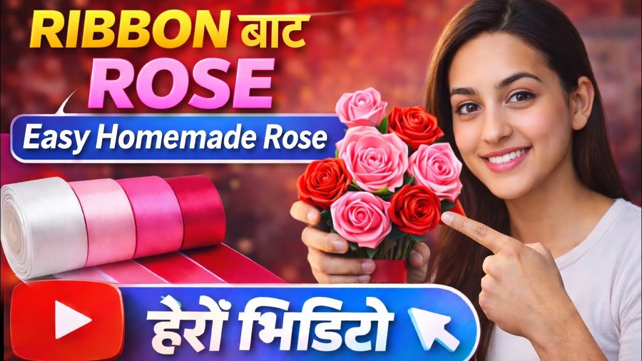 Ribbon Bata Rose 🌹 | Easy Homemade Ribbon Rose DIY | Satin Ribbon Flower Tutorial….