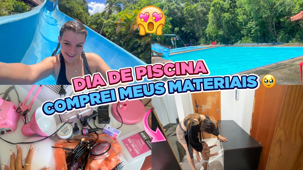 COMPREI MEUS PRIMEIROS MATÉRIAS DE UNHA + FOMOS NA PISCINA EM FAMÍLIA- SAINDO DA ROTINA | Lar da Ana