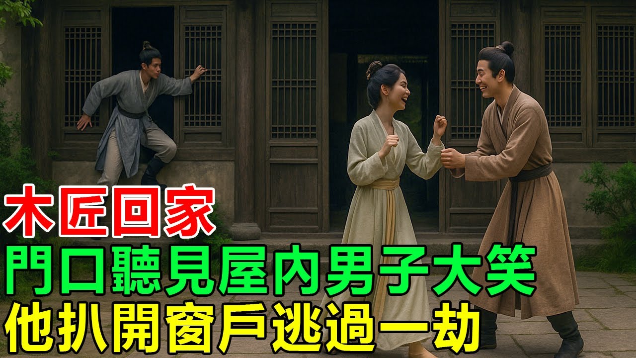民間故事：木匠回家，門口聽見屋內男子大笑，他扒開窗戶逃過一劫