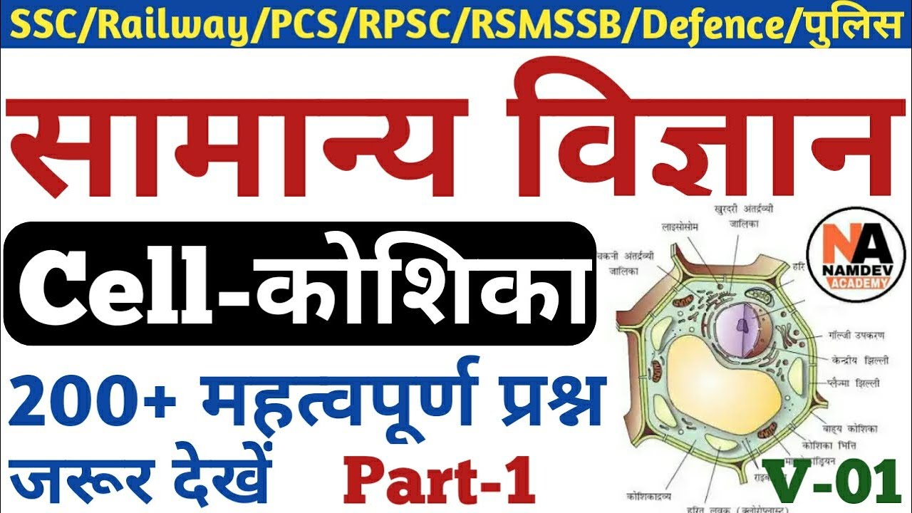 #1 Cell-कोशिका से सम्बंधित सभी महत्वपूर्ण प्रश्न, General Science MCQ, सामान्य विज्ञान के प्रश्न SSC