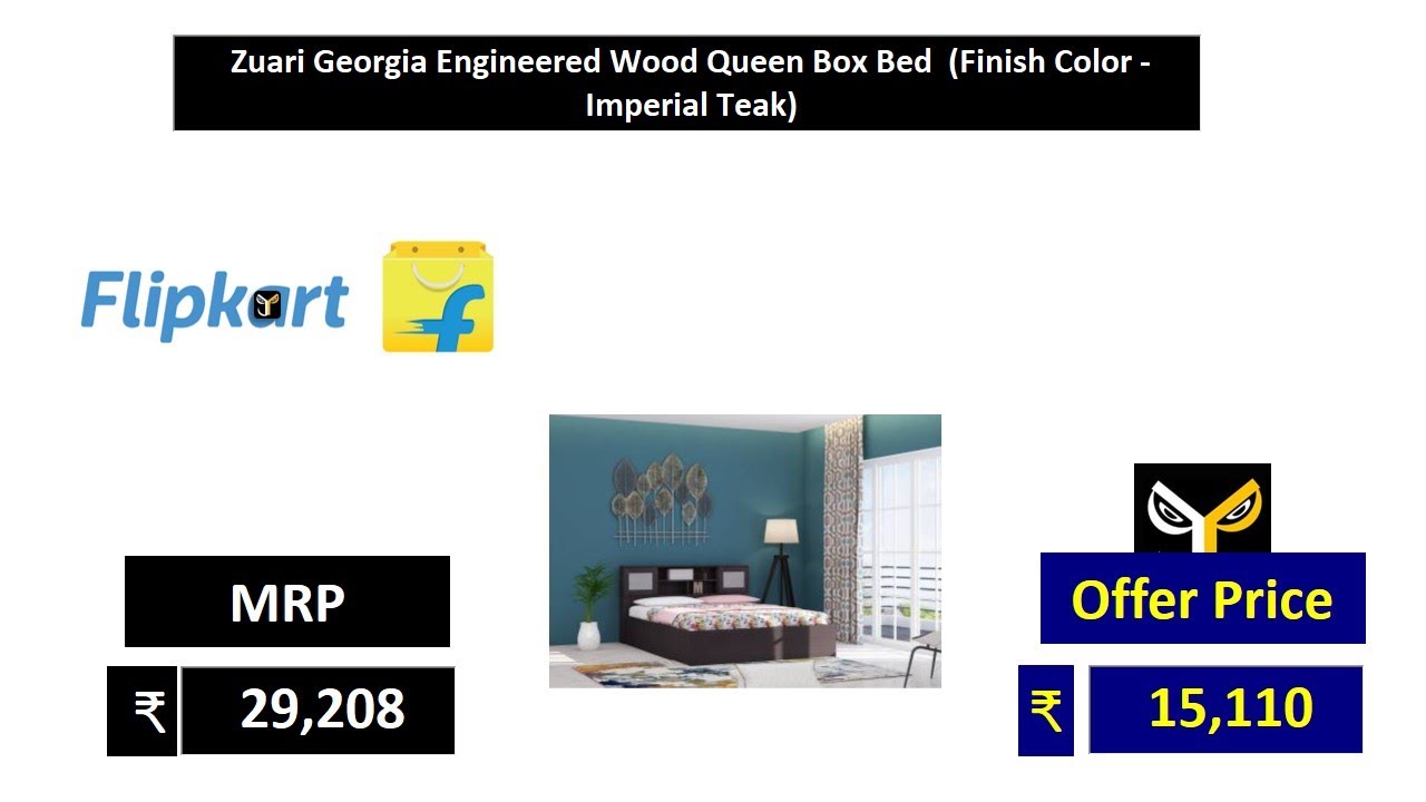 Zuari Georgia Engineered Wood Queen Box Bed  Finish Color   Imperial Teak