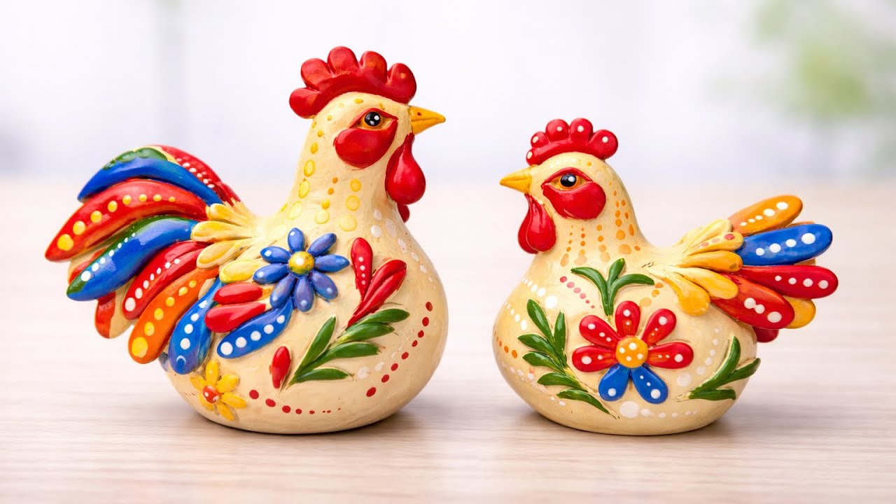 Turn Tiny Jar into Beautiful Hen Rooster Pair 😍 Best Out of Waste