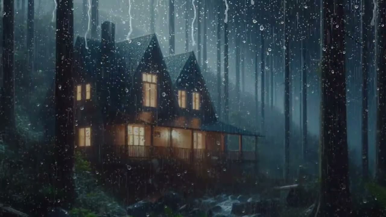 Fall Asleep Fast in 3 Minutes with Heavy Rain and Thunderstorm Sounds on Roof At Night