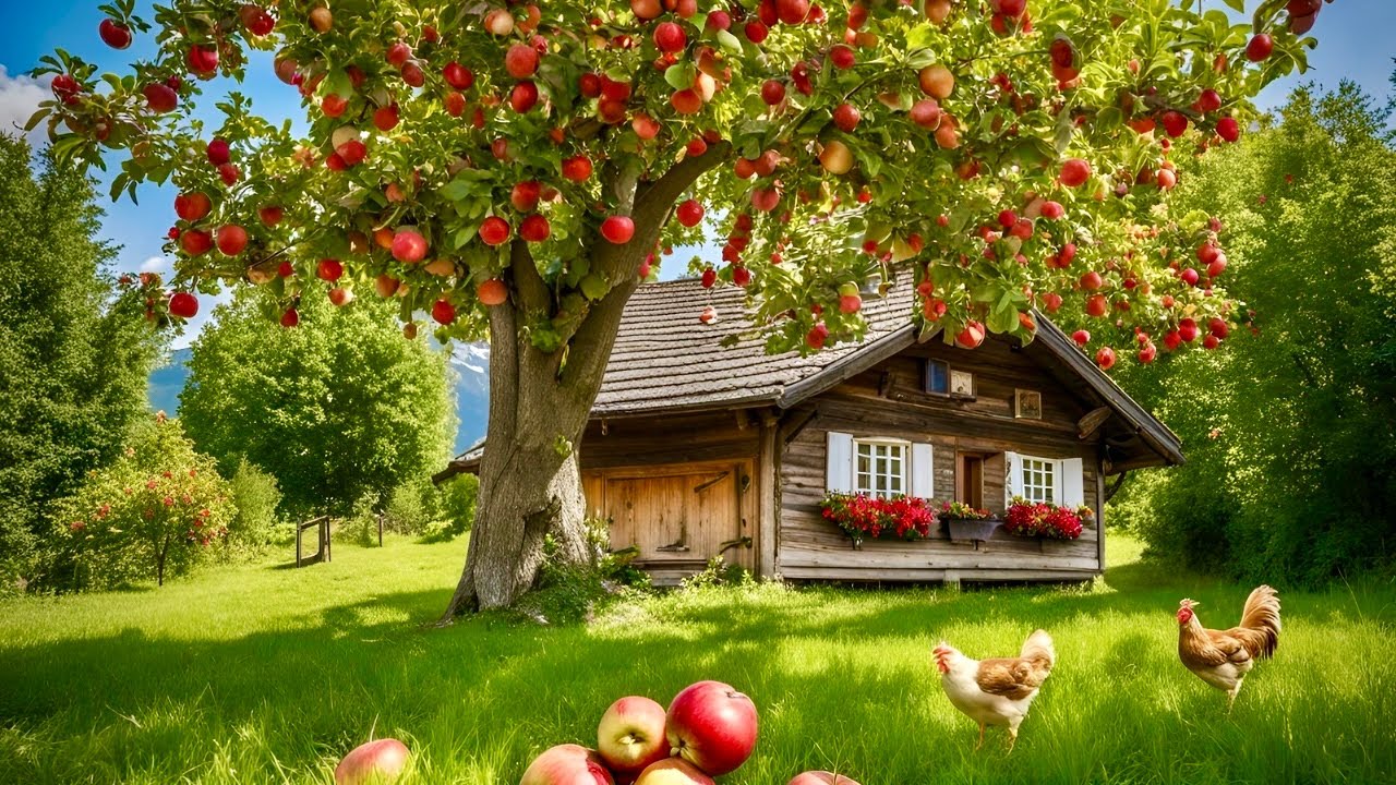 Сбор яблок в сельской местности Швейцарии 🇨🇭Альтнау, яблочная деревня в ШВЕЙЦАРИИ