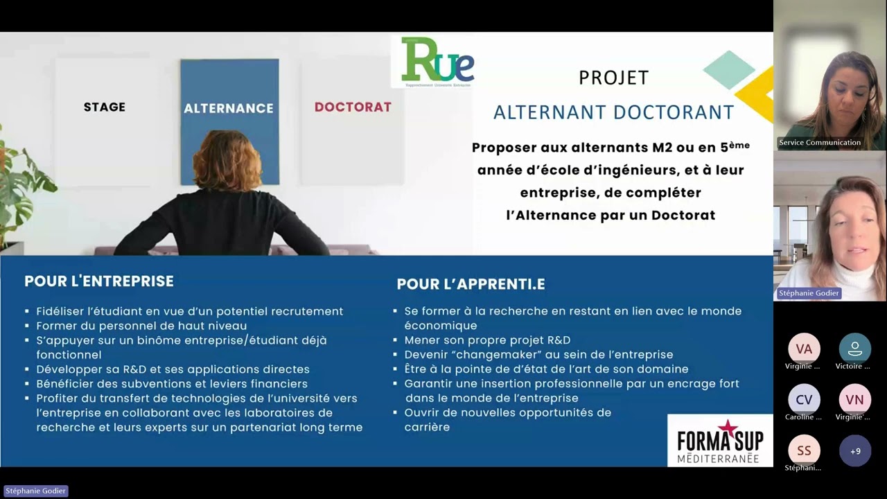 Webinaire Alternants Formasup - Dispositif RUE la thèse en entreprise
