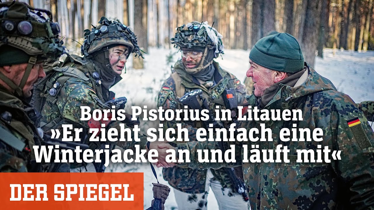 Boris Pistorius in Litauen: »Er zieht sich einfach eine Winterjacke an und läuft mit« | DER SPIEGEL