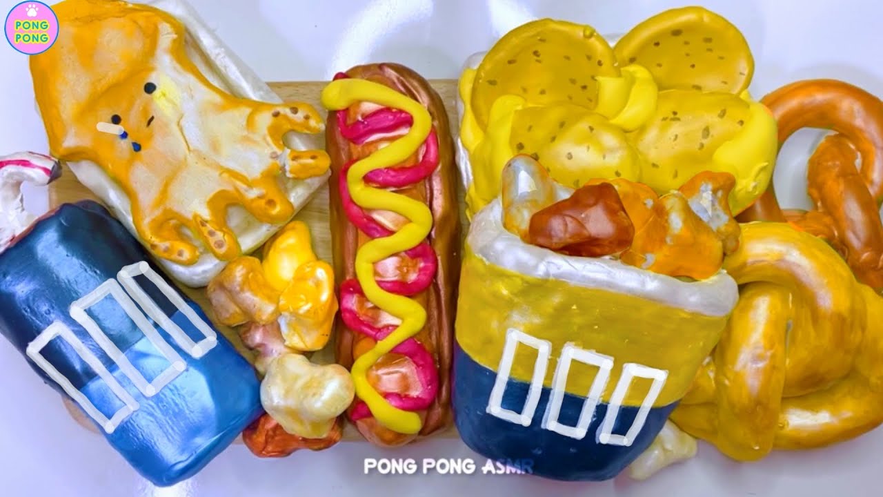 영화관 팝콘세트 석고 클레이 부수기 Popcorn Hotdog Pretzel Squid Nacho Coke ! Plaster Clay Cracking