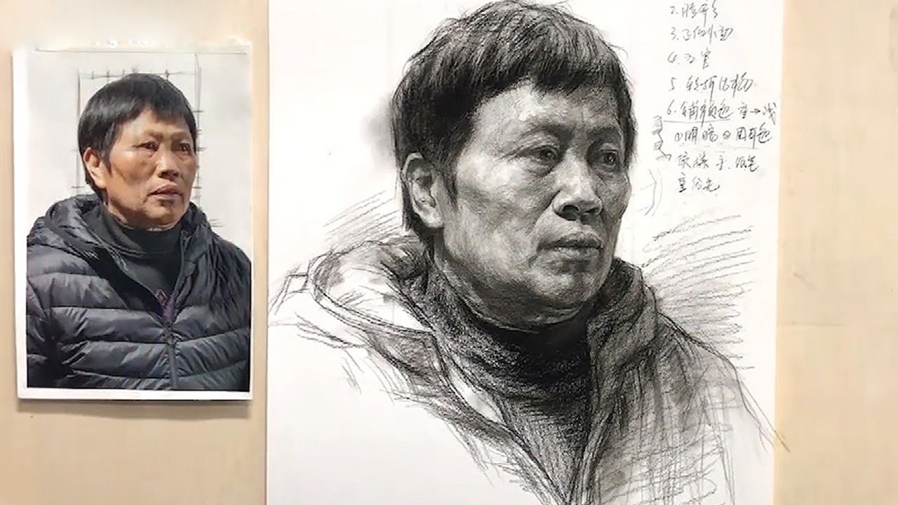 Нарисовать портрет старухи Карандашом по фотореференсу.