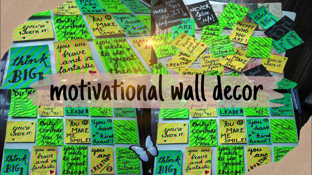 Pinterest inspired motivational room/wall decor ideas||with sticky notes.