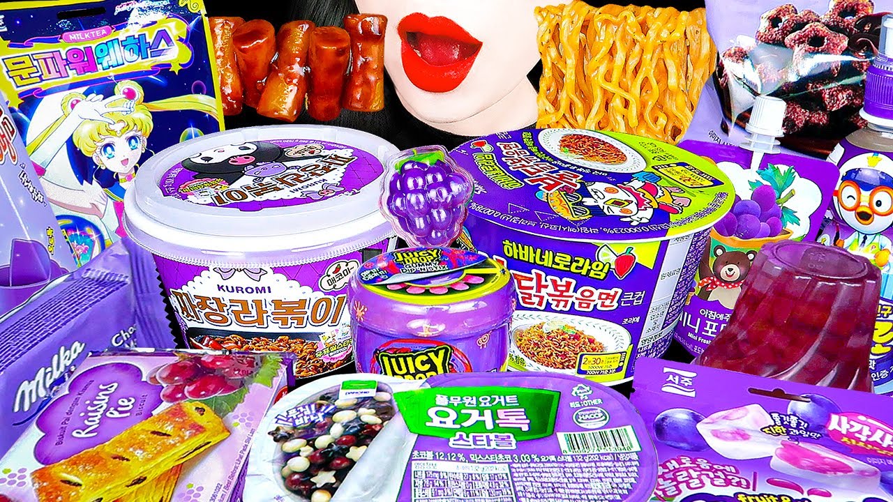 ASMR MUKBANG 보라💜편의점 불닭볶음면 떡볶이 김밥 & 신상 디저트 FIRE NOODLES GIMBAP TTEOKBOKKI DESSERTS SNACKS EATING 먹방