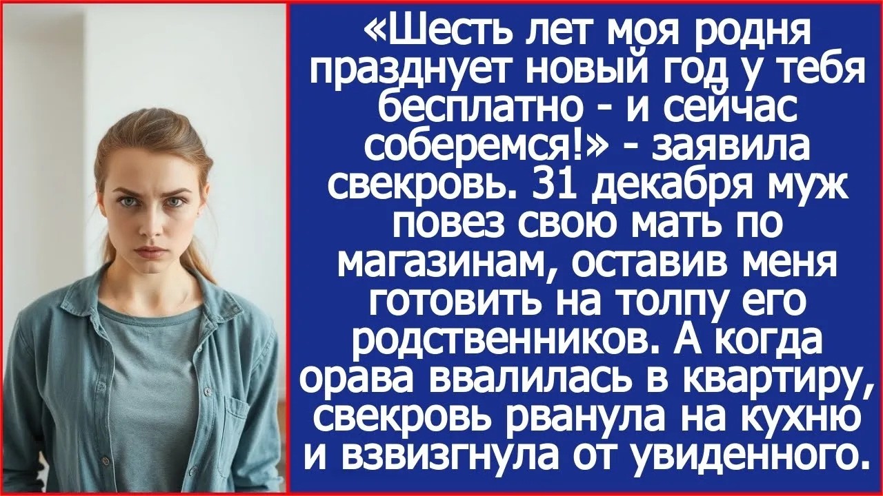 «Шесть лет моя родня празднует новый год у тебя бесплатно   и сейчас соберемся!»   заявила свек