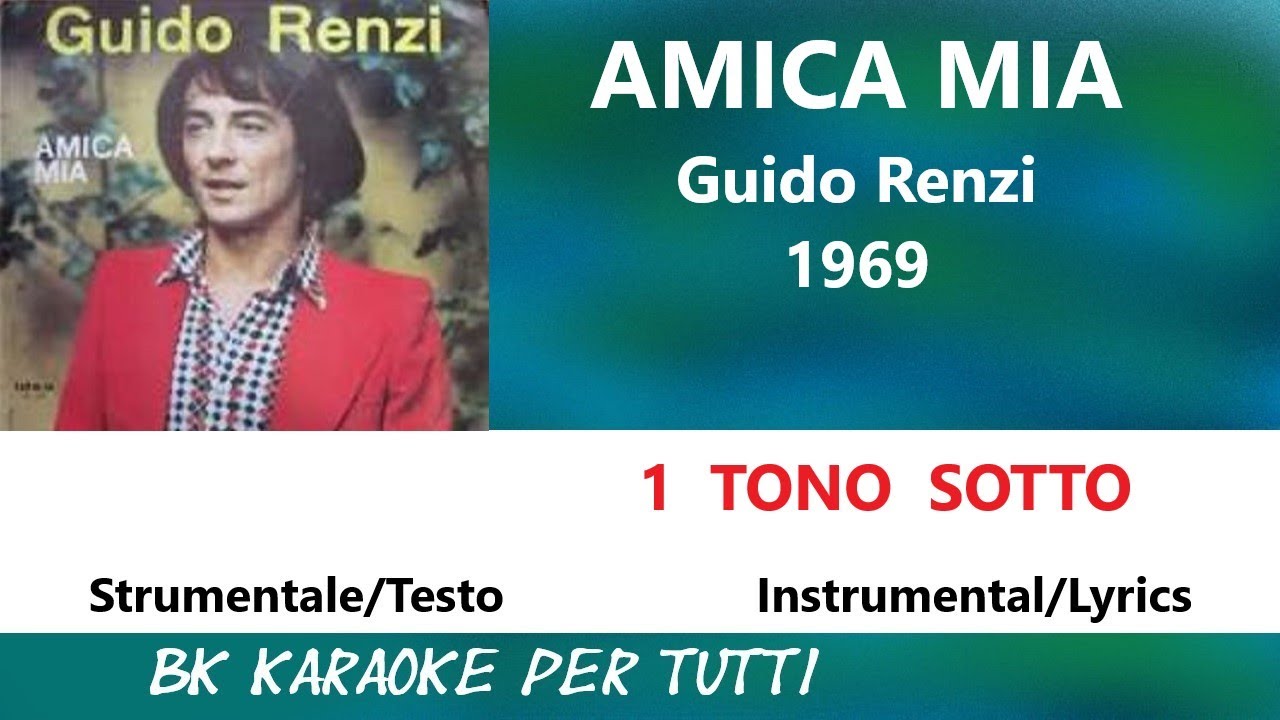 AMICA MIA Guido Renzi Karaoke _ 1 Tono Sotto _ Strumentale/Testo