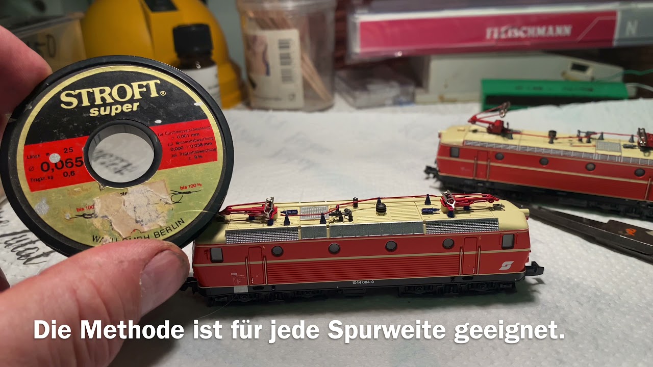 Digitales und analoges Fahren auf meiner Modellbahn, Tutorial Stromabnehmer fixieren, eine neue 1044