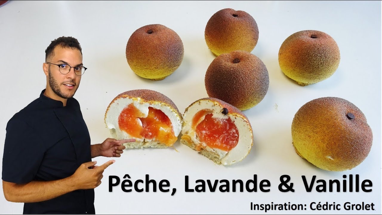 recette ENTREMETS PÊCHE, VANILLE inspiration Cédric Grolet / Peach, Vanilla entremet (EN subs)