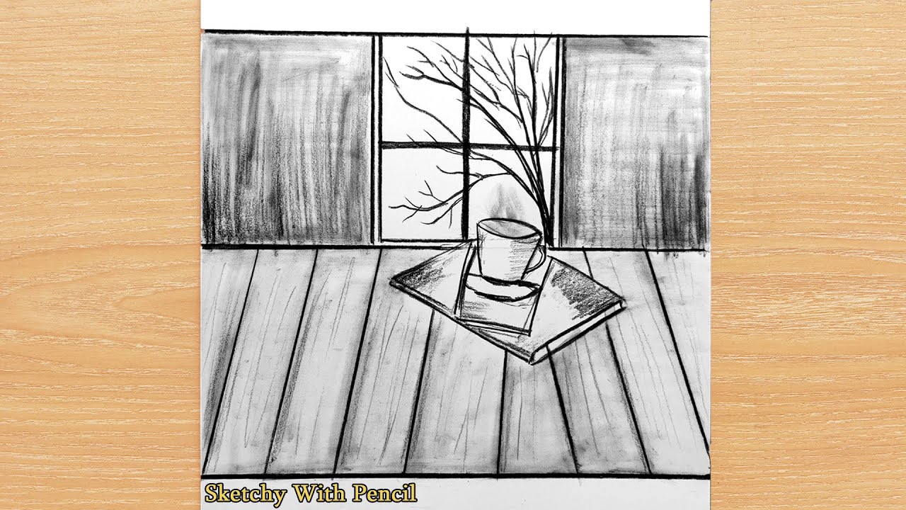 Window & Tea / Easy Pencil Drawing / Work #177
