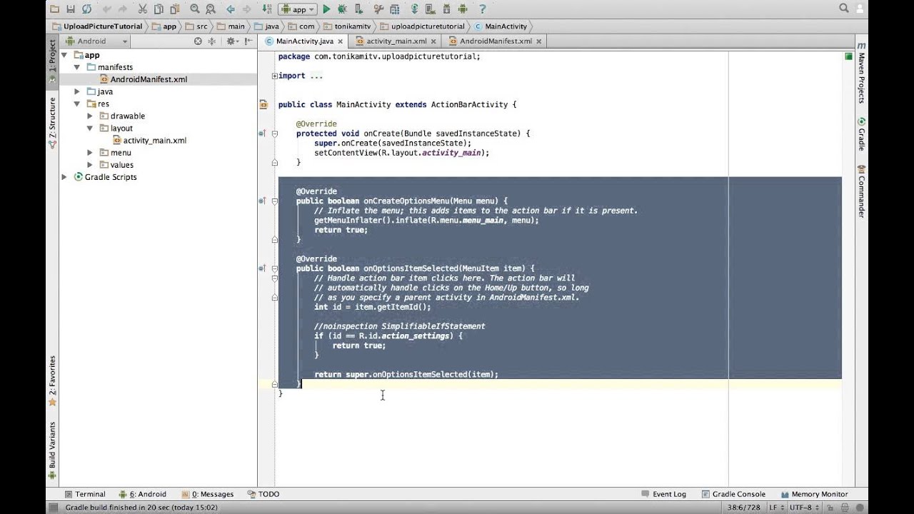 Android Studio Tutorial - Upload Picture Part 1 - User Interface