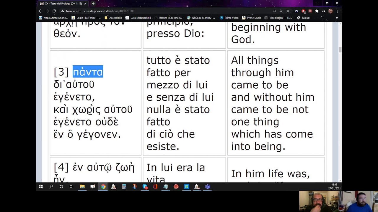 La Fenice - Antonio Ingrassia - Traduzione e analisi dal greco del Prologo del Vangelo di Giovanni