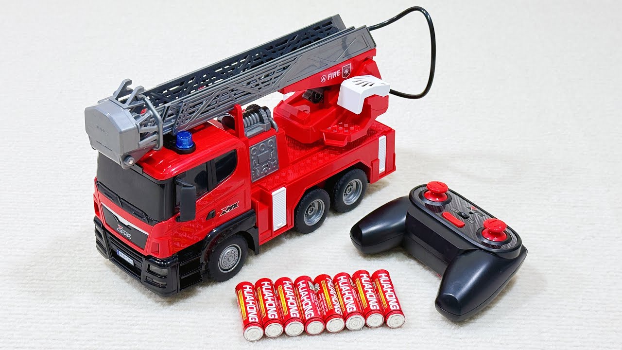 Unboxing fire truck, pink remote control car, electric motorcycle pig, mushroom penguin