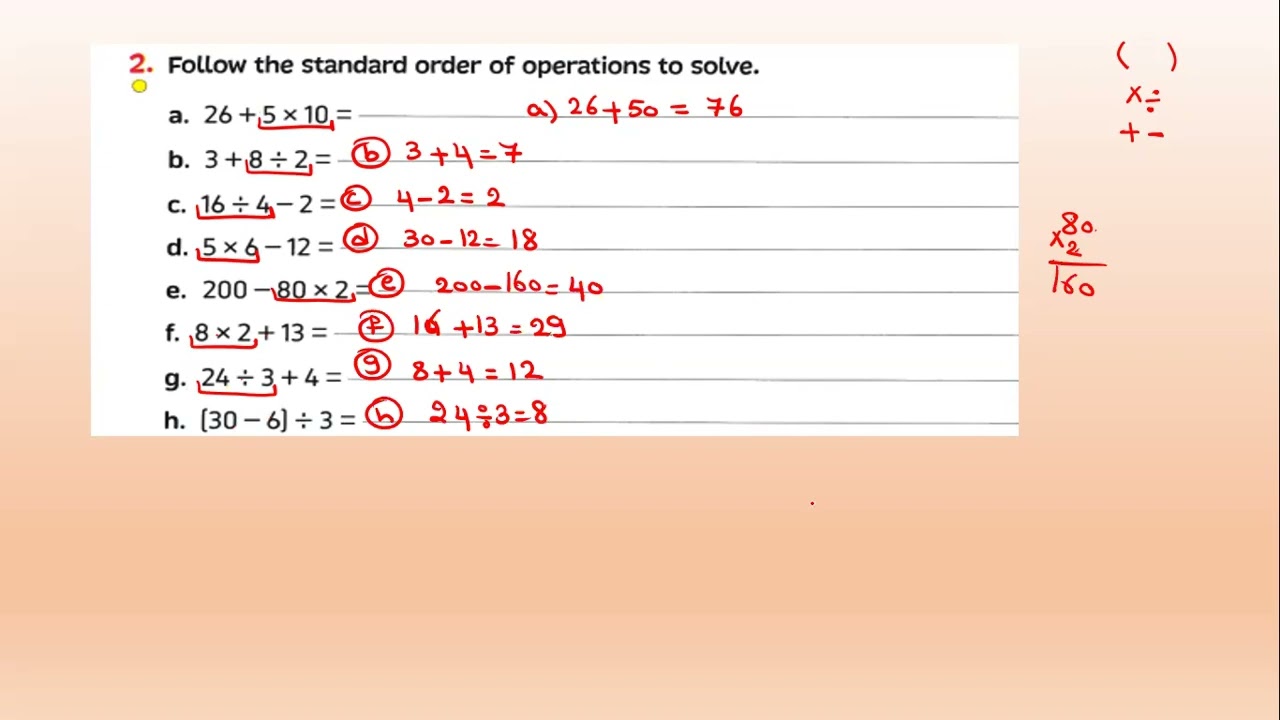 Order of Operations - unit 8 - lessons 1&2- primary 4