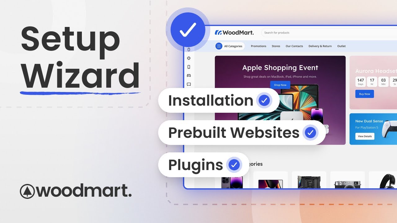 Theme installation and dummy content import with WoodMart setup wizard