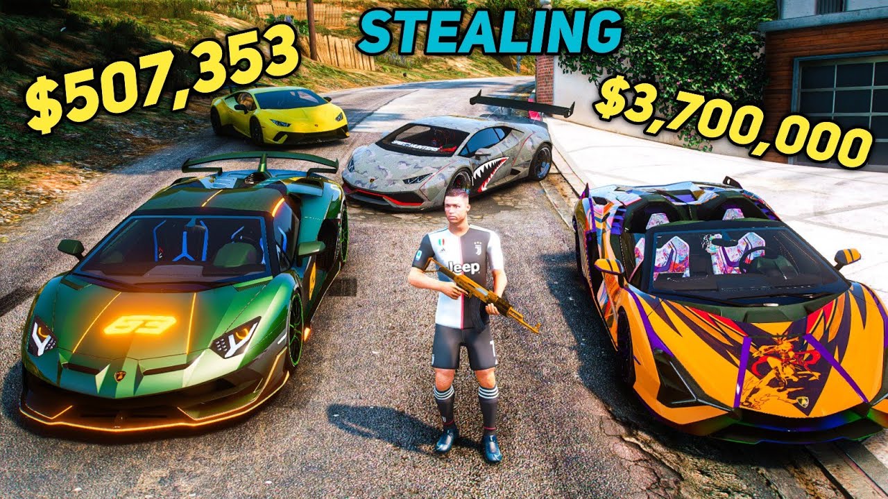Gta 5 - Stealing Luxury Modified Lamborghini Cars With Cristiano Ronaldo! (Real Life Cars #62)