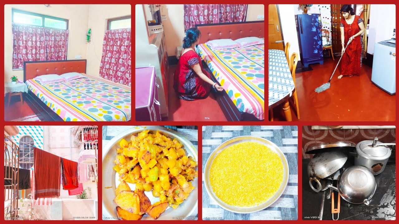 🏡Bengali Vlogs#সকাল পাঁচটা থেকে উঠে+home cleaning+cooking+washingসমস্ত কাজ একা হাতেcomplete করলাম|