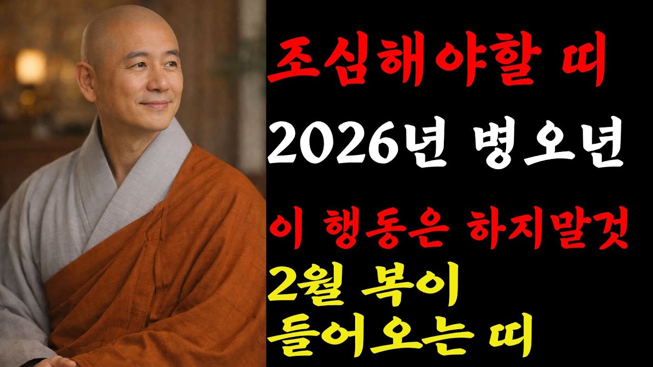 2026년 2월 복이 들어오는 띠와 행동, 조심해야할 띠 | 불교말씀 | 스님말씀 | 부처님 | 무소유 | 평온한 삶| 자식걱정 |