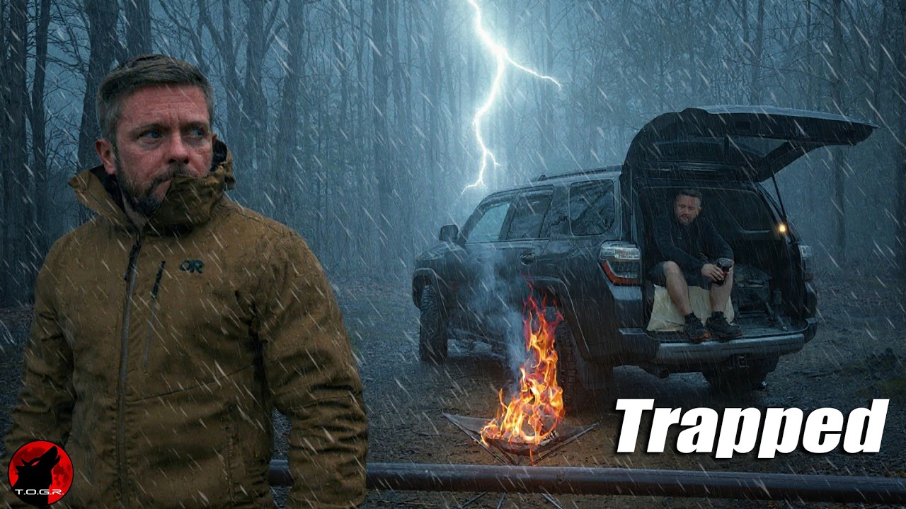 Thunderstorm Survival &ndash; Hunkered Down in the Truck - Heavy Rain Storm Camp