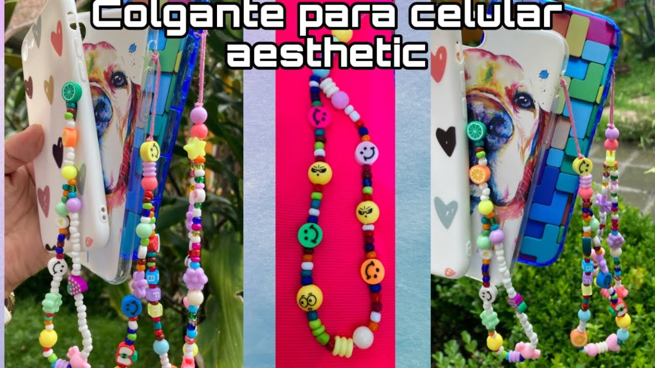 Como hacer Colgante para celular | Bead phone straps 90s Aesthetic