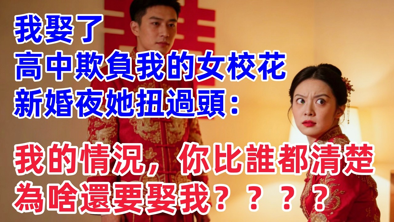 我娶了高中欺負我的女同桌，新婚夜她扭過頭：我的情況你比誰都清楚，為啥還要娶我！【惠美悄悄话】
