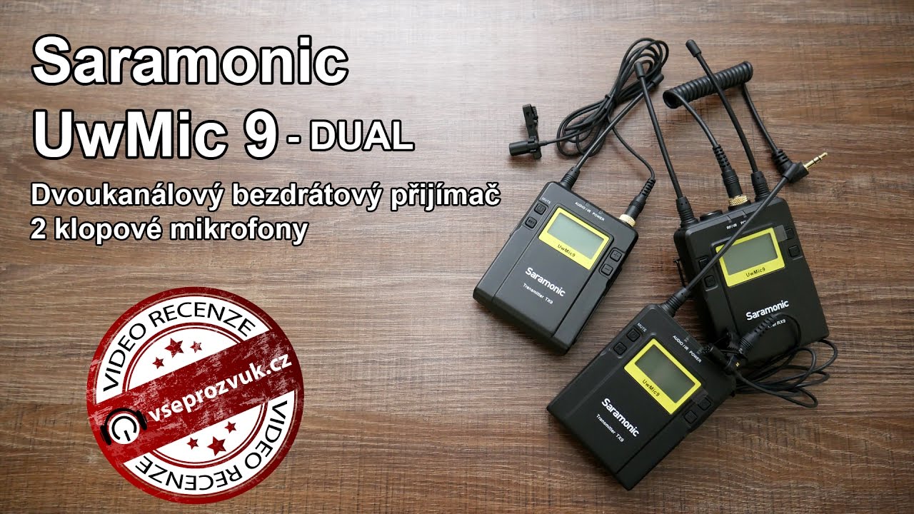 Saramonic UwMic 9 dva bezdrátové klopové mikrofony na jeden přijímač (video recenze VŠEPROZVUK.cz)