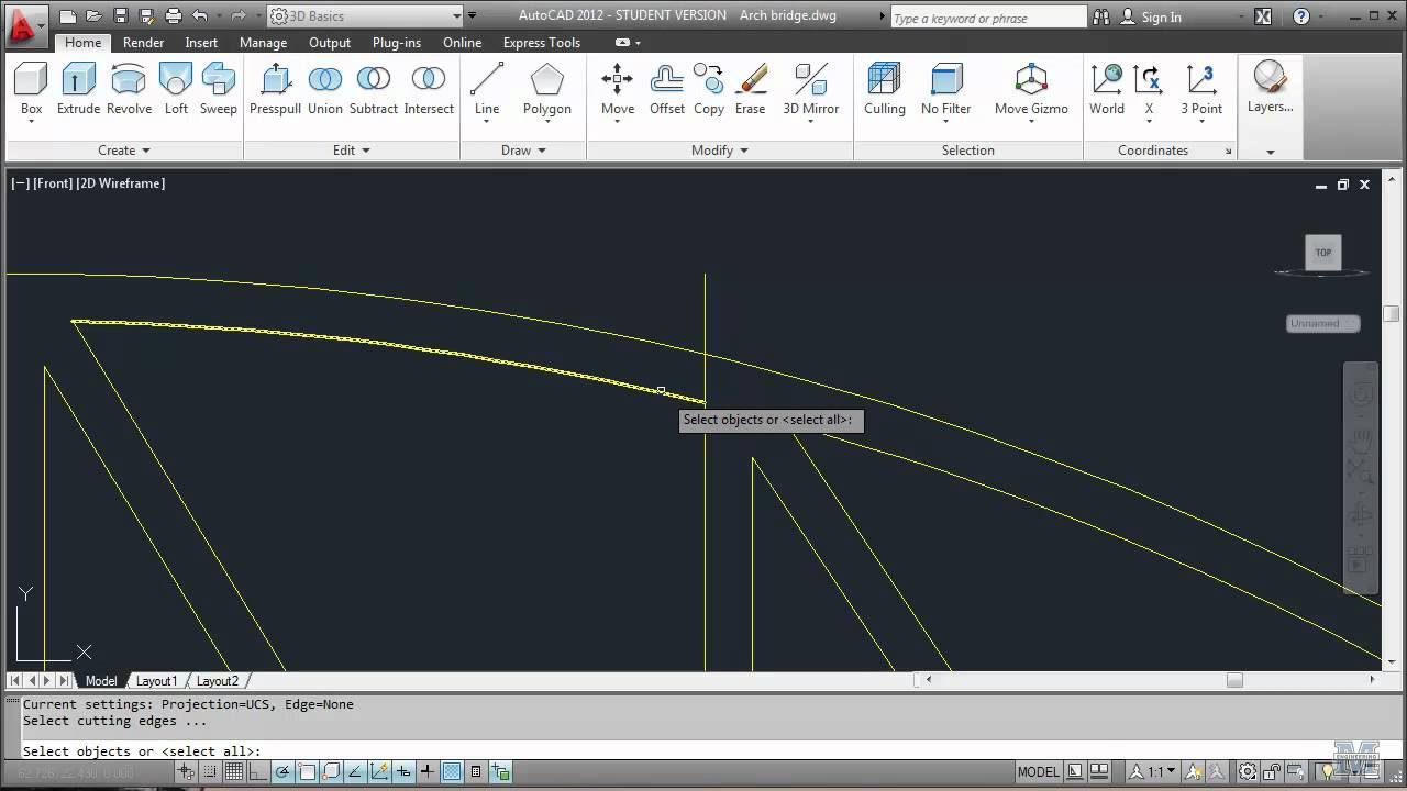 AutoCAD 18 — Чертеж арочного моста с фермами, часть 1 из 2