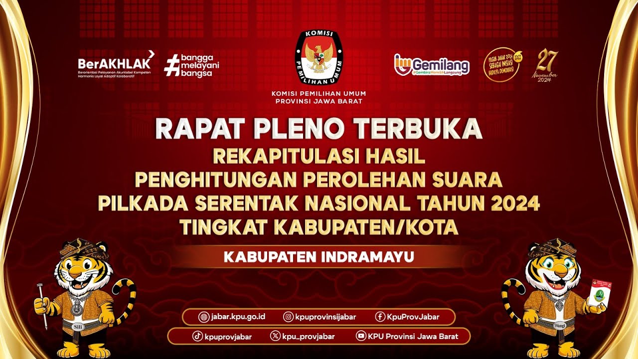Rapat Pleno Rekapitulasi Hasil Penghitungan Pilkada Serentak Tahun 2024 Kabupaten Indramayu
