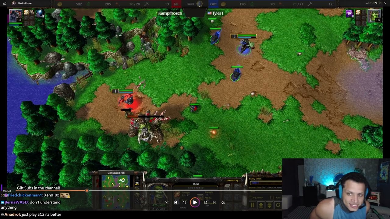 TYLER1 GETS WC3 COACHING FROM GRUBBY & 1V1S DANTES! 📉🛑
