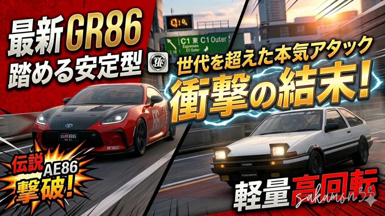 【GT7】衝撃の結末…最新GR86と伝説のAE86、首都高で本気アタックさせた結果がヤバすぎる