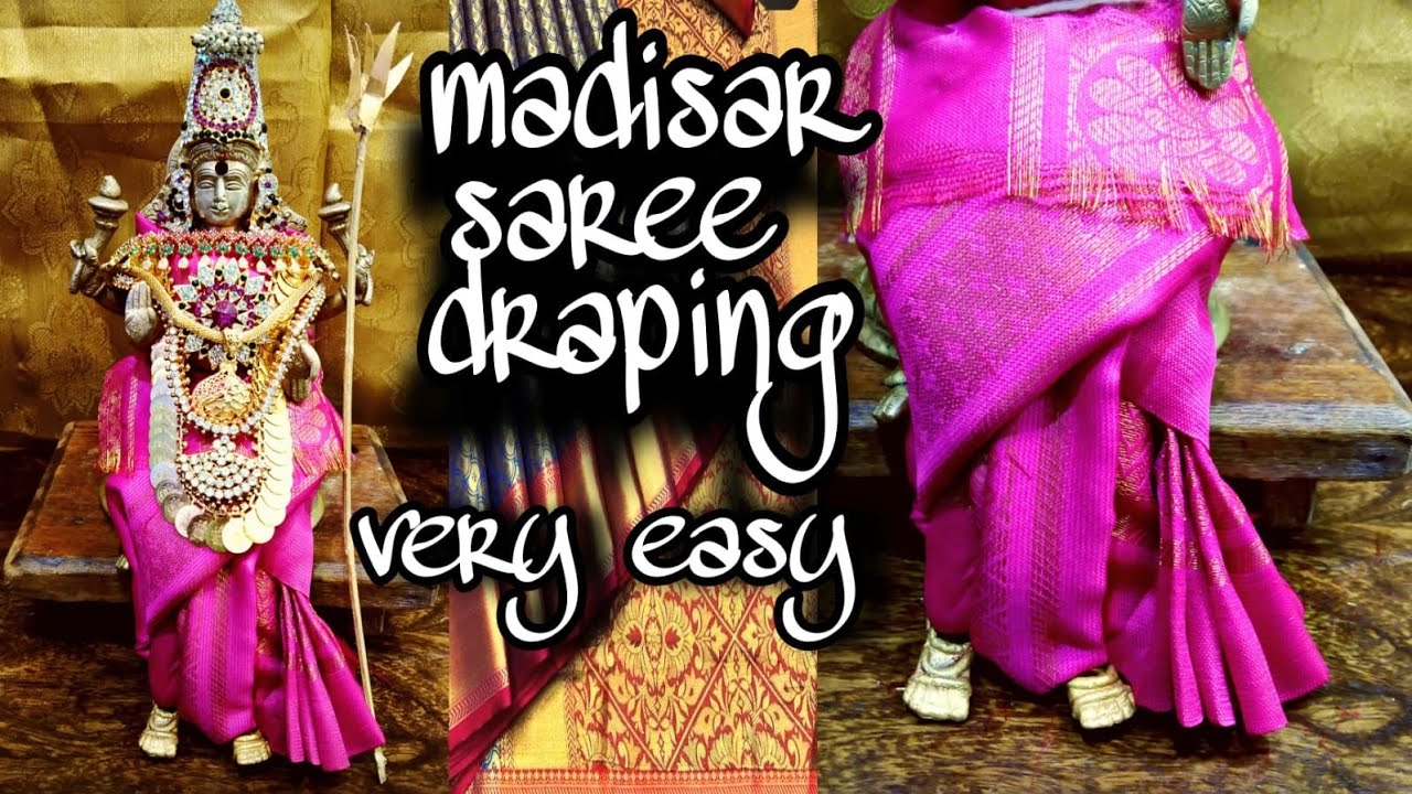 how to drape madisar saree for amman statue | easy saree draping | madisar saree | amman alangaram