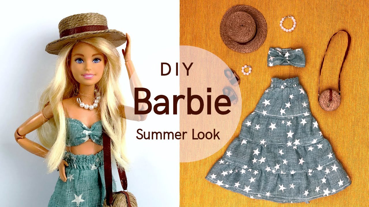DIY BARBIE SUMMER LOOK | How to Make Dolls Clothes and Accessories |
